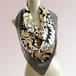 BEIGE Tan Black Square Scarf Wrap Belt Mask Top